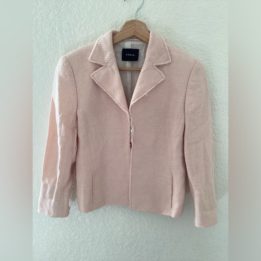 Akris Light Baby Pink Tweed Blazer Jacket